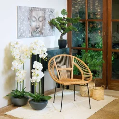 Silla KEKO natural de ratán y metal