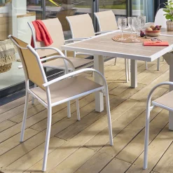 Silla PIAZZA lino y blanco