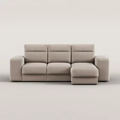 Sofá cama TRENTO taupe con chaise longue