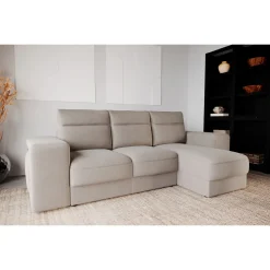 Sofá cama TRENTO taupe con chaise longue