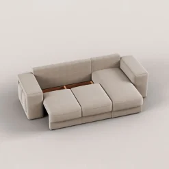 Sofá cama TRENTO taupe con chaise longue