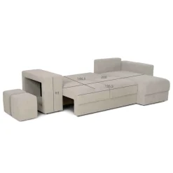 Sofá cama TRENTO taupe con chaise longue