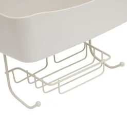 Soporte para ducha beige metálico con 2 ganchos