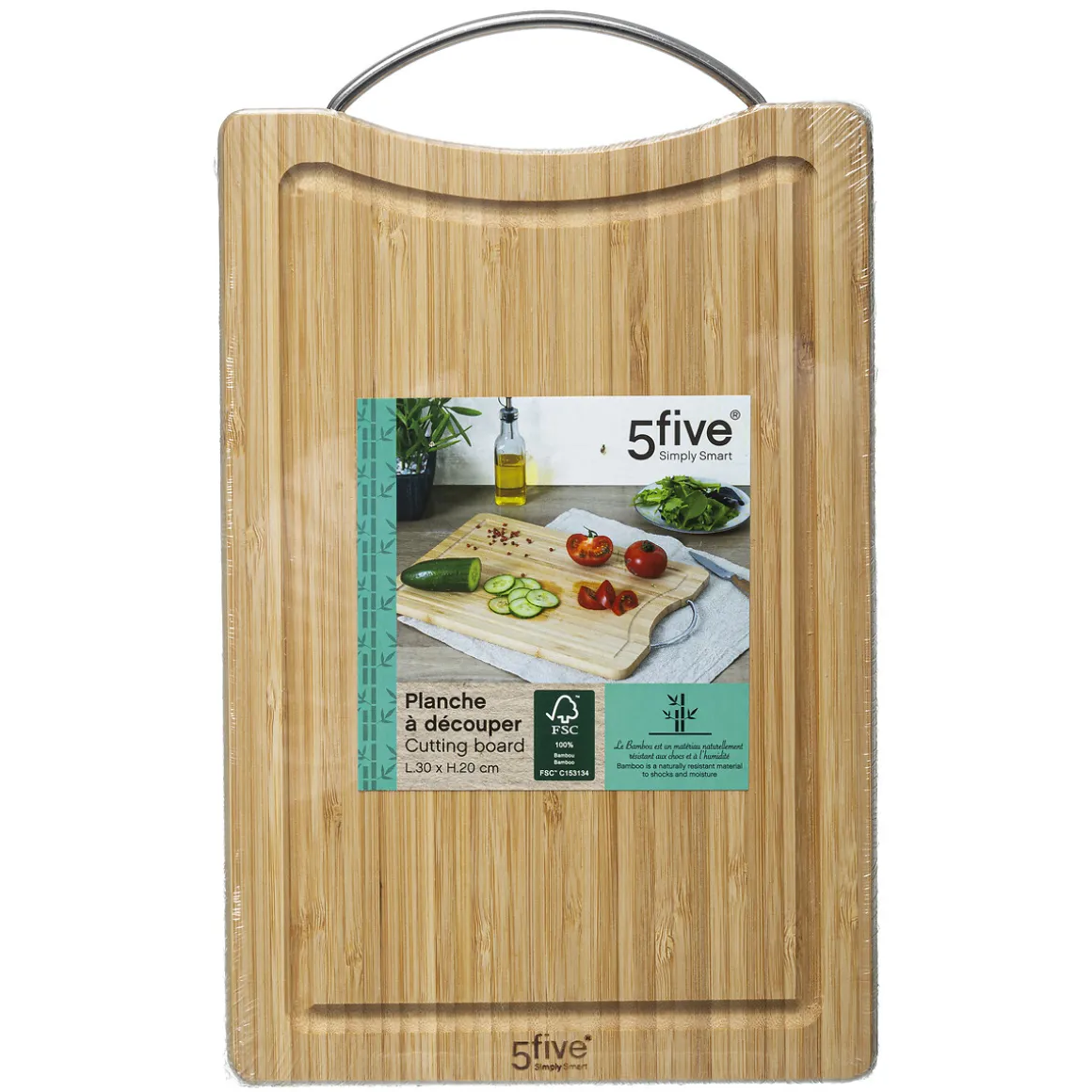 Tabla De Bambú C/Mango Decorado 30x20Cm