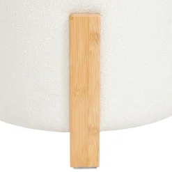 Taburete BANSA blanco con patas de bambú