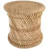 Taburete beige de bambú y cuerda 38cm