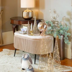 Taburete Beige Solaro Con Cofre De Almacenaje