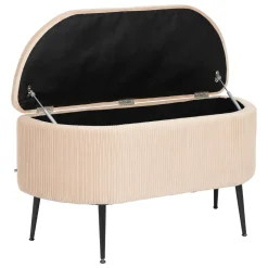 Taburete Beige Solaro Con Cofre De Almacenaje