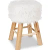 Taburete De Pelo Blanco 30x30x42Cm