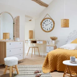 Taburete De Pelo Blanco 30x30x42Cm