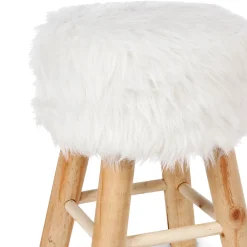 Taburete De Pelo Blanco 30x30x42Cm