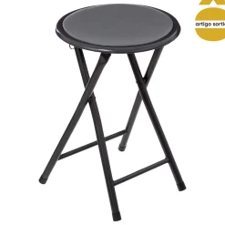 Taburete plegable gris de metal