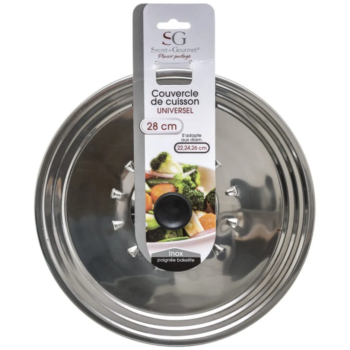 Tapa Inoxidable P/Cacerola 22/24/26Cm