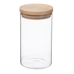 Tarro de vidrio hermético con tapa de madera 1l