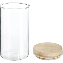 Tarro de vidrio hermético con tapa de madera 1l
