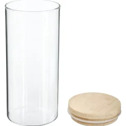 Tarro de vidrio hermético c/tapa de madera 1.3l