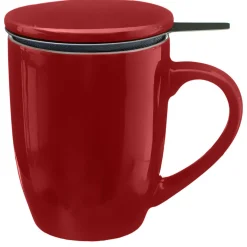 Taza De Cerámica Roja + Infusor 32Cl