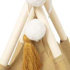 Tienda Tipi Ocre Pompones 120x120x160Cm