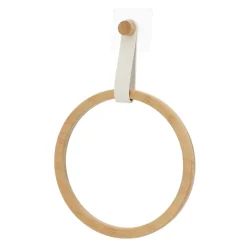 Toallero Bambú Redondo Con Asa Blanca