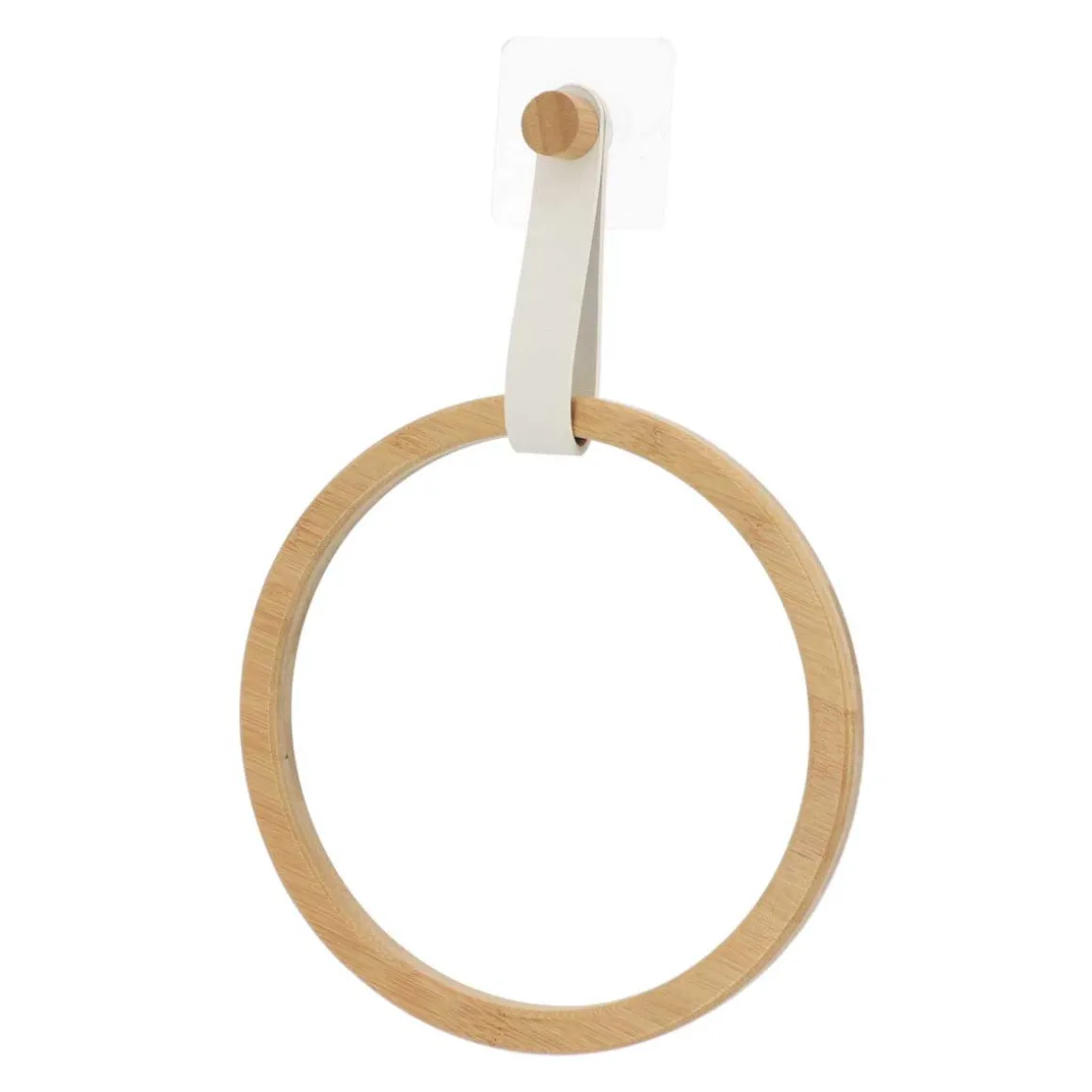 Toallero Bambú Redondo Con Asa Blanca