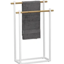 Toallero C/2 Barras De Metal Y Bambú