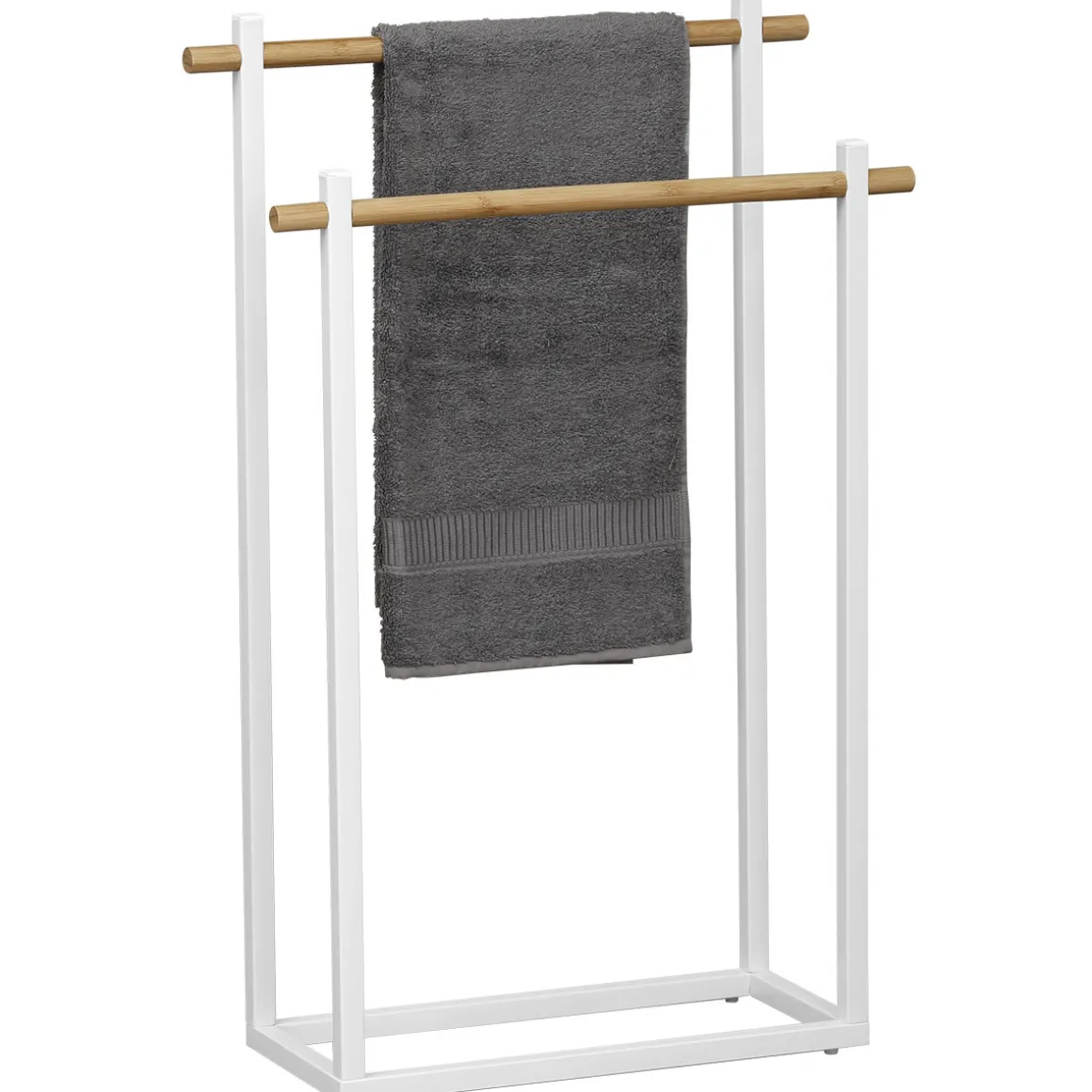 Toallero C/2 Barras De Metal Y Bambú