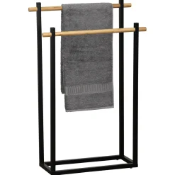 Toallero C/2 Barras Metálicas De Bambú