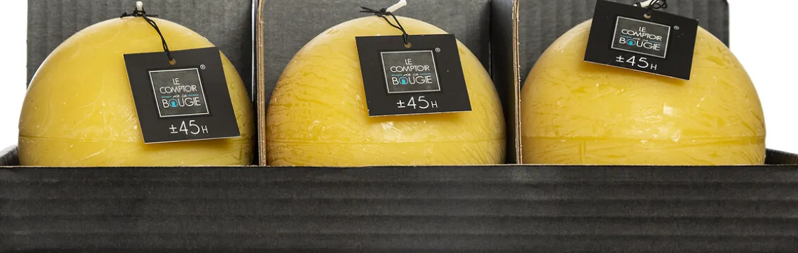 Vela Bola Rústica Amarilla 10Cm