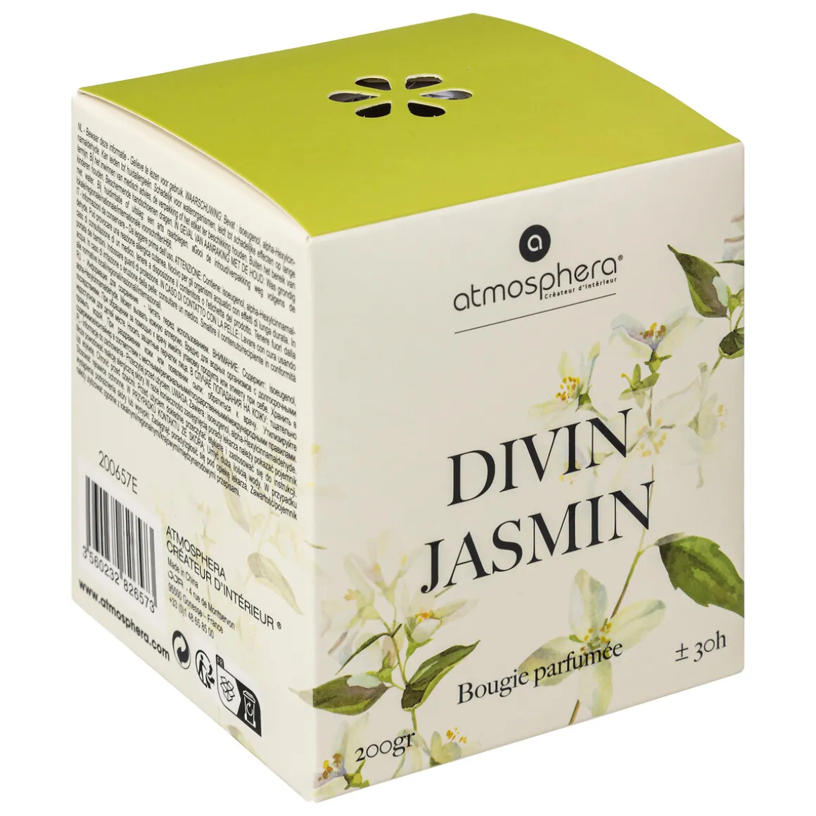 Vela Perfumada Jazmín Frasco De Vidrio 200g