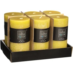 Vela Rústica Cilíndrica Amarilla 7x14Cm