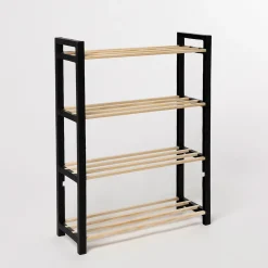 Zapatero con 4 niveles negro de madera