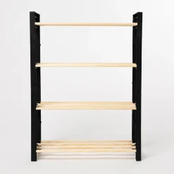 Zapatero con 4 niveles negro de madera