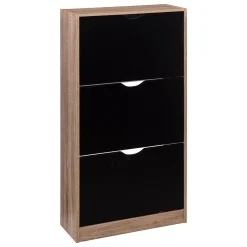 Zapatero Marrón Y Negro Con 3 Cajones