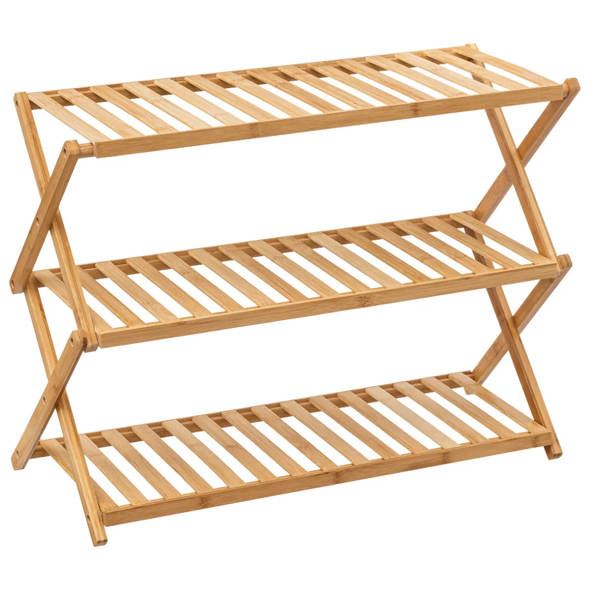 Zapatero Plegable Bambú Con 3 Niveles